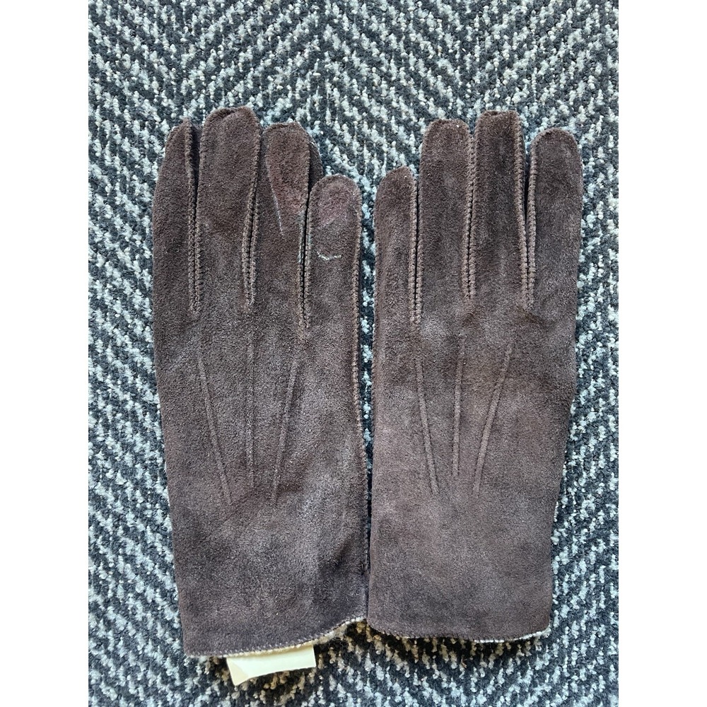 Vintage Fownes Mens Brown  Suede Leather Gloves Lined Large New
